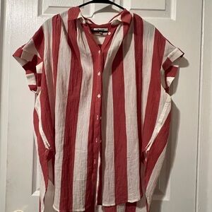 Madewell Red and White Striped Shirt